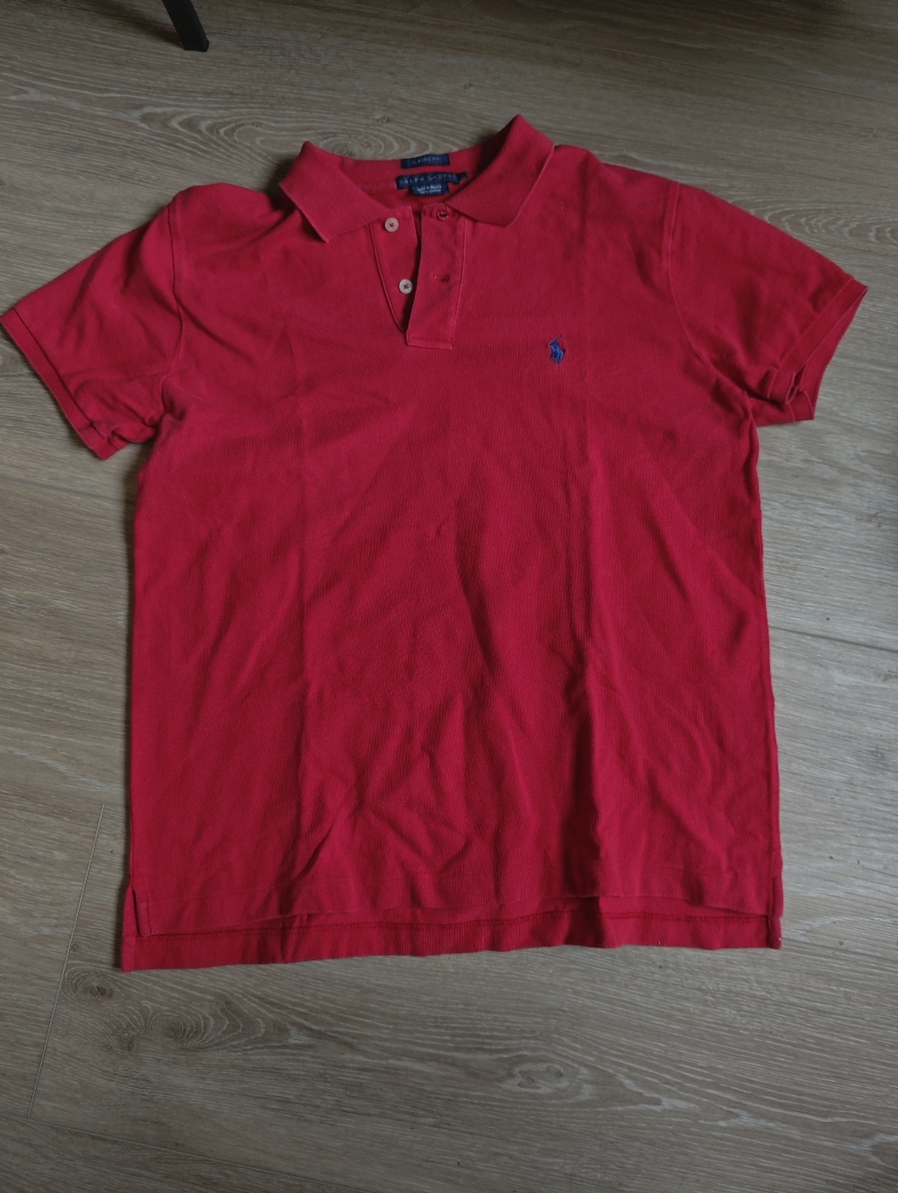 Vintage Ralph Lauren Women’s Polo Shirt in Bright Red with Blue Pony